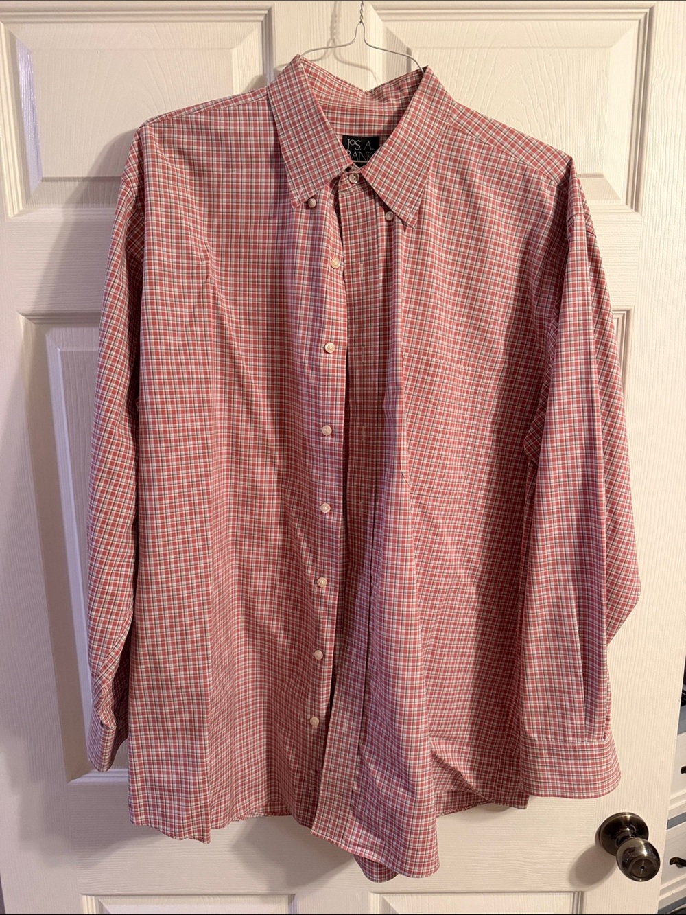 Jos. A. Bank Men's Pink and White Check Button-Down Shirt